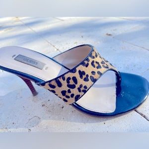 Guess leopard fur heeled sandal sz 7.5. Good condition. $15